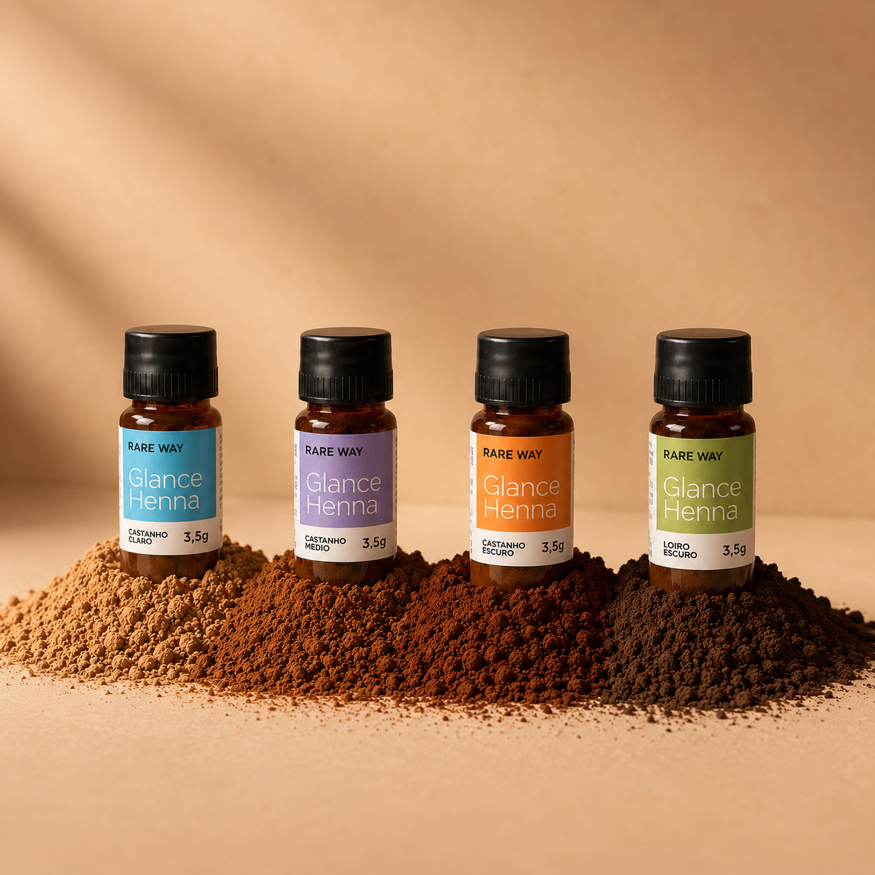 LAKAPRI Complete Henna Shade Set — Dark Blonde, Light Brown, Medium Brown, and Dark Brown Glance Henna cover image