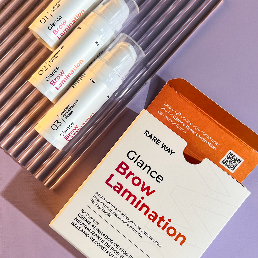 Rare Way Brow Lamination flatlay with kit and retail box