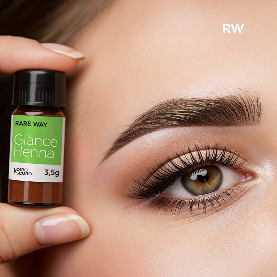 Rare Way Glance Henna eyebrow henna in Dark Blonde, close-up on brow application