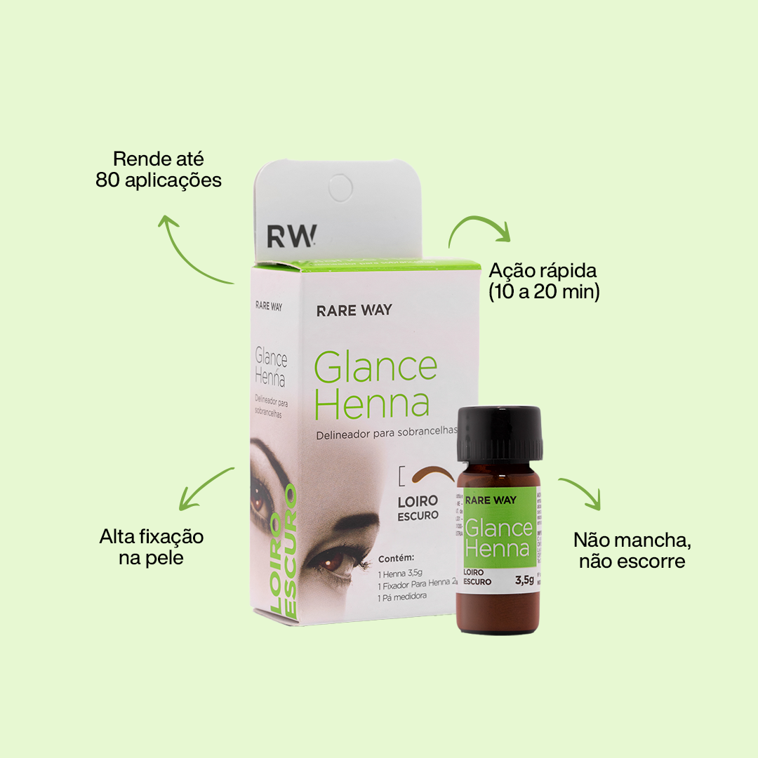 Rare Way Glance Henna Dark Blonde product with key benefits highlighted