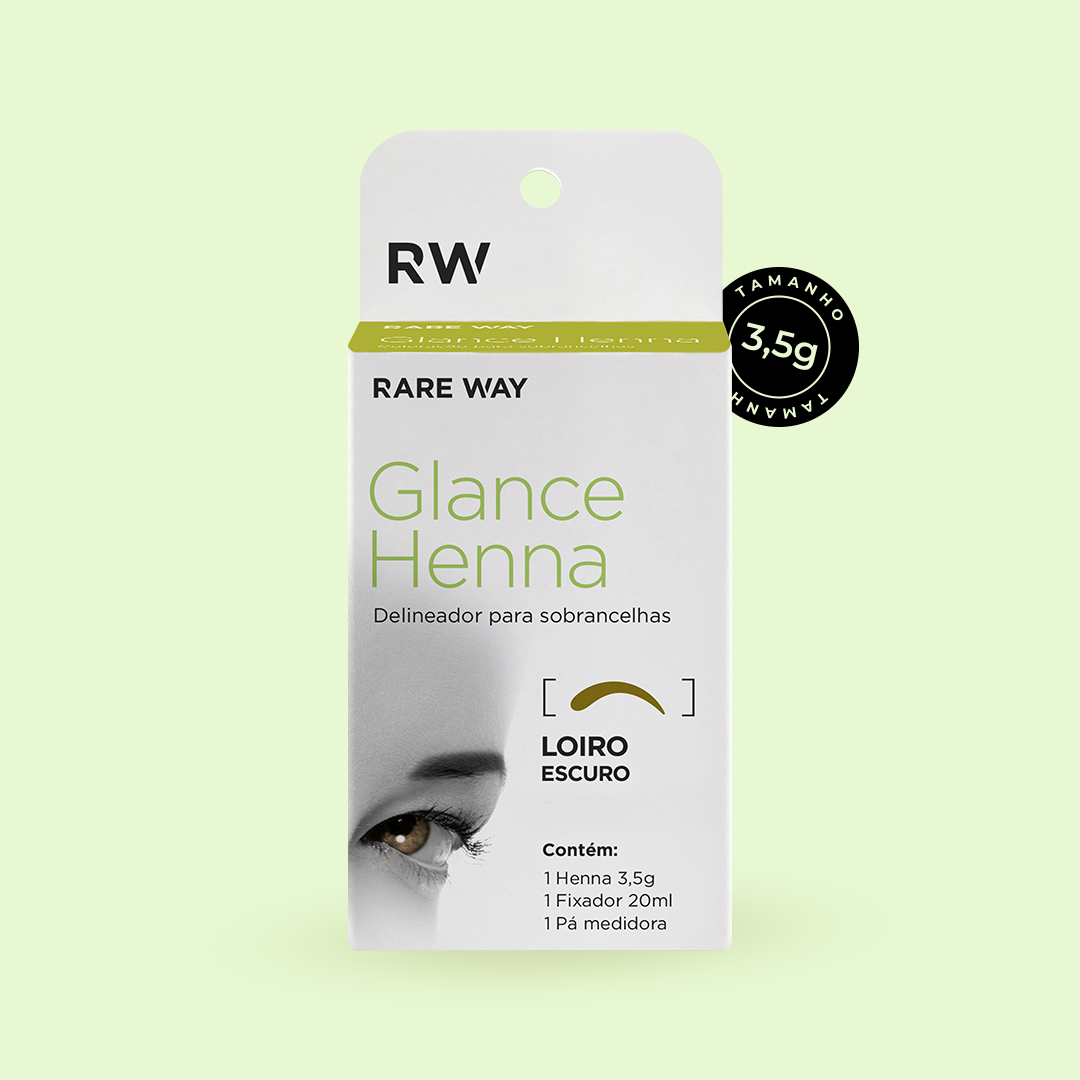 Rare Way Glance Henna Dark Blonde retail box, angled view, 3.5g