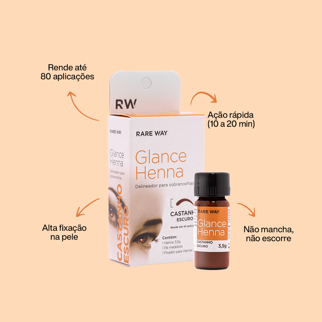 Rare Way Glance Henna Dark Brown product with key benefits highlighted
