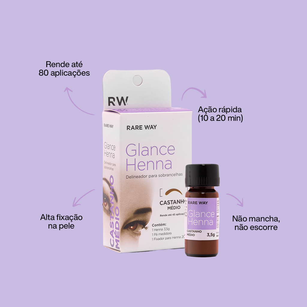 Rare Way Glance Henna Medium Brown product with key benefits highlighted